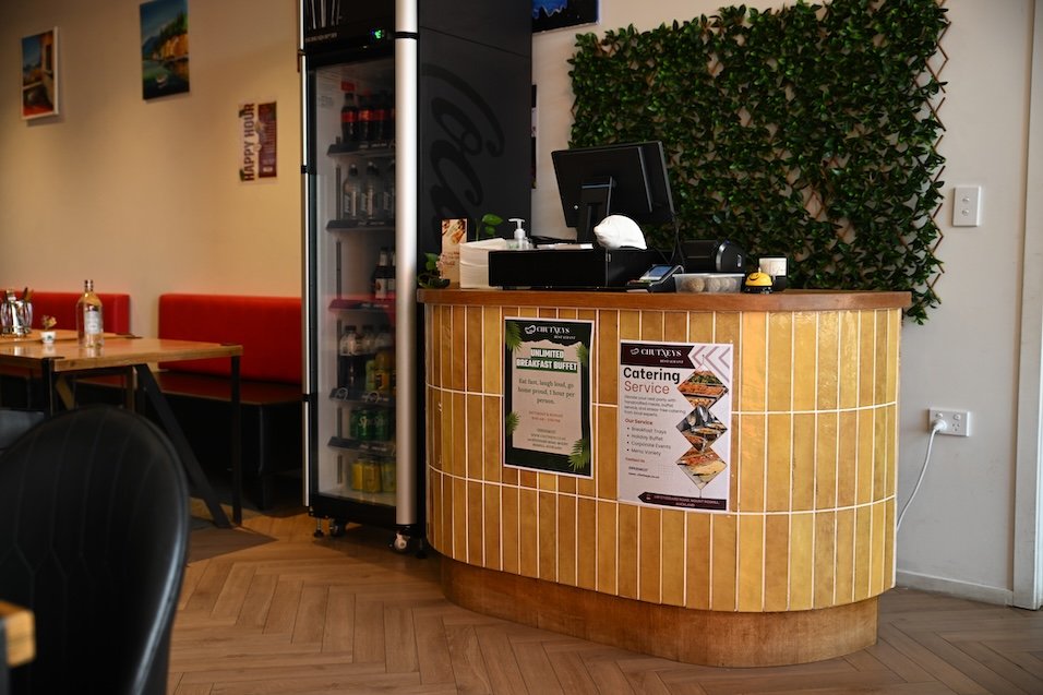 Reception counter close-up